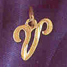 14K GOLD INITIAL CHARM - V #9564