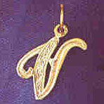 14K GOLD INITIAL CHARM - V #9565