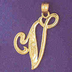 14K GOLD INITIAL CHARM - V #9566