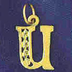 14K GOLD INITIAL CHARM - U #9569