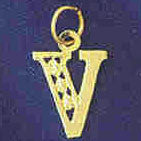 14K GOLD INITIAL CHARM - V #9569