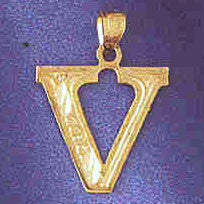 14K GOLD INITIAL CHARM - V #9571