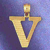 14K GOLD INITIAL CHARM - V #9572