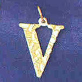 14K GOLD INITIAL CHARM - V #9574