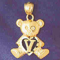 14K GOLD INITIAL CHARM - V #9580