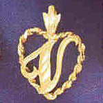 14K GOLD INITIAL CHARM - V #9581