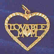 14K GOLD SAYING CHARM - LOVABLE MOM #9724