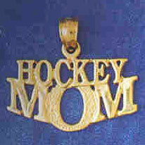 14K GOLD SAYING CHARM - HOCKEY MOM #9823