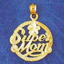 14K GOLD SAYING CHARM - SUPER MOM #9833