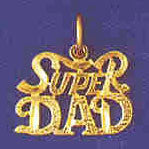14K GOLD SAYING CHARM - SUPER DAD #9873