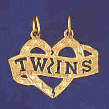 14K GOLD SAYING CHARM - TWINS #9932