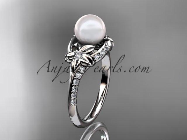 Platinum diamond floral wedding ring, engagement ring AP125 - AnjaysDesigns