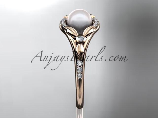 14kt rose gold diamond floral wedding ring, engagement ring AP126 - AnjaysDesigns