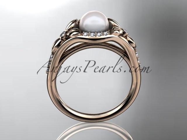 14kt rose gold diamond floral wedding ring, engagement ring AP126 - AnjaysDesigns