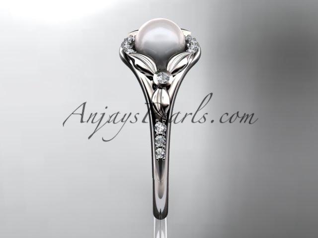 Platinum diamond floral wedding ring, engagement ring AP126 - AnjaysDesigns