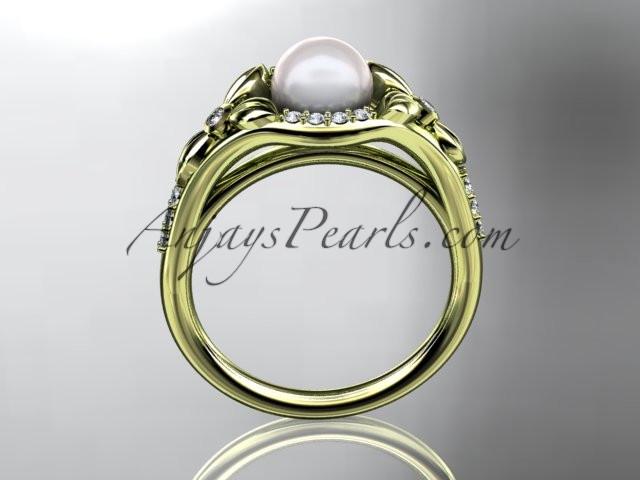 14kt yellow gold diamond floral wedding ring, engagement ring AP126 - AnjaysDesigns