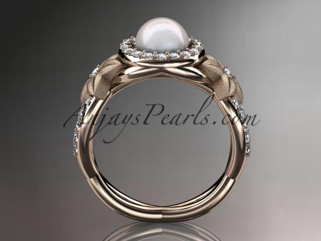 14kt rose gold diamond floral wedding ring, engagement ring AP127 - AnjaysDesigns