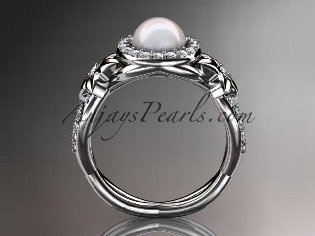 Platinum diamond floral wedding ring, engagement ring AP127 - AnjaysDesigns