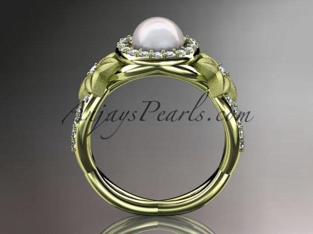 14kt yellow gold diamond floral wedding ring, engagement ring AP127 - AnjaysDesigns