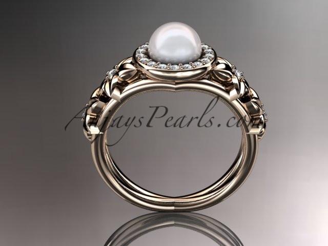 14kt rose gold diamond floral wedding ring, engagement ring AP131 - AnjaysDesigns