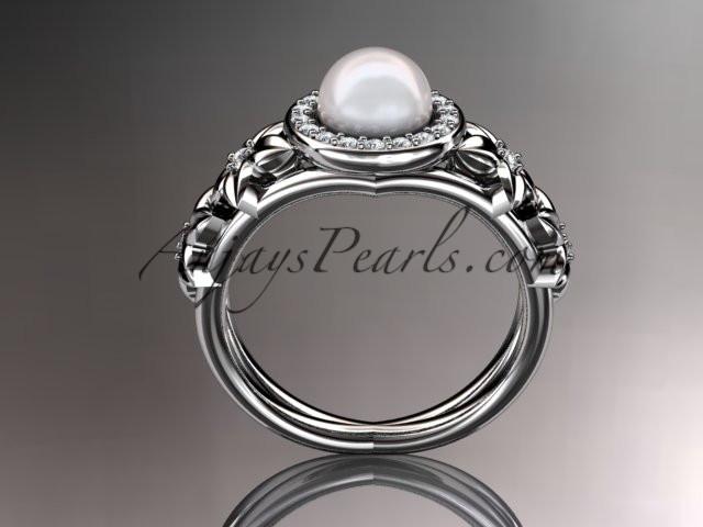 platinum diamond floral wedding ring, engagement ring AP131 - AnjaysDesigns