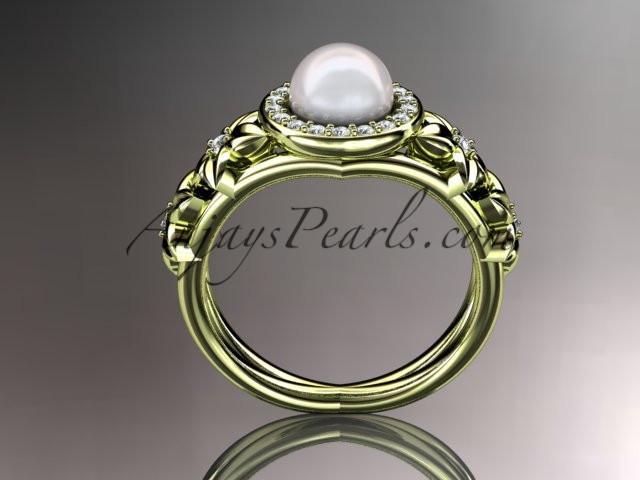 14kt yellow gold diamond floral wedding ring, engagement ring AP131 - AnjaysDesigns