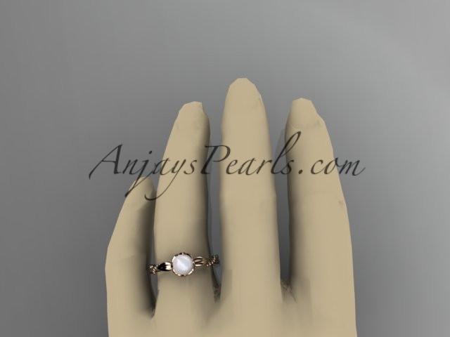 14kt rose gold diamond pearl unique engagement ring AP178 - AnjaysDesigns