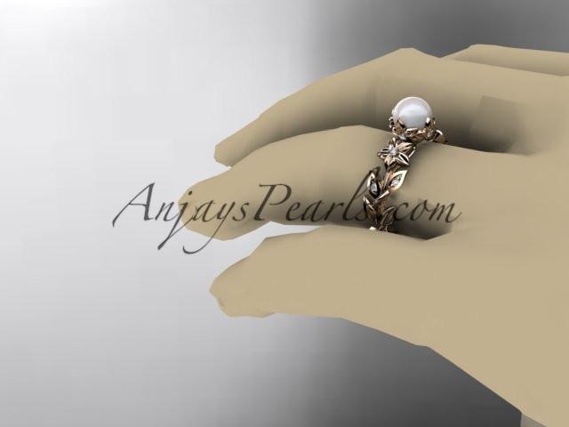 14kt rose gold diamond pearl unique engagement ring, wedding ring AP215 - AnjaysDesigns