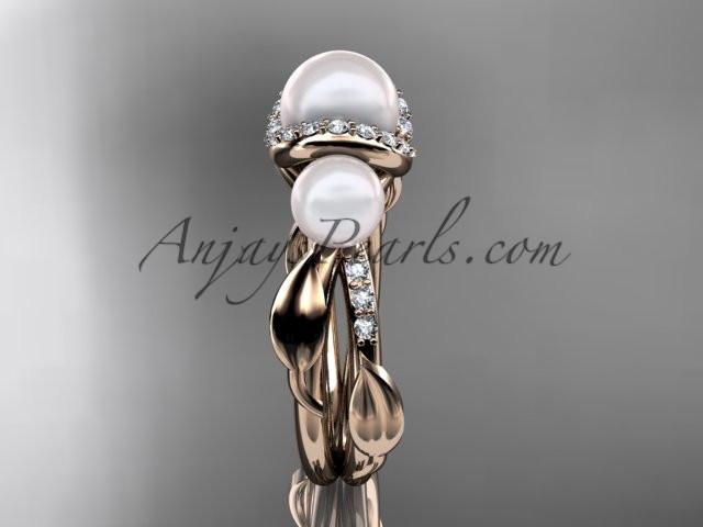 14kt rose gold diamond pearl engagement ring AP274 - AnjaysDesigns