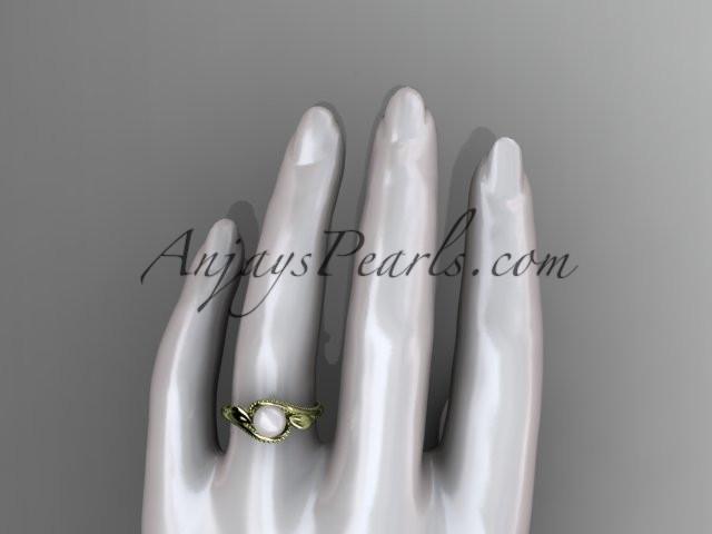 Unique 14kt yellow gold diamond floral pearl engagement ring AP301 - AnjaysDesigns