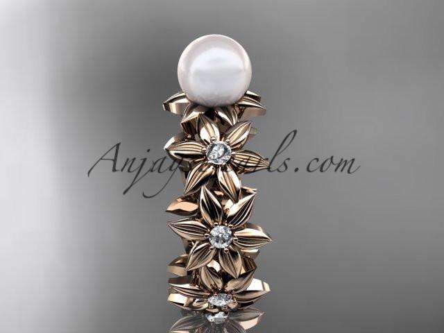 14kt rose gold diamond pearl engagement ring AP339 - AnjaysDesigns