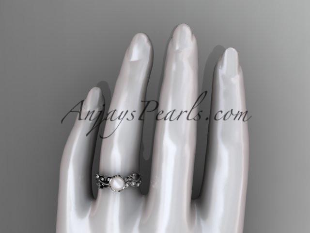Platinum diamond pearl unique engagement ring, wedding ring AP342 - AnjaysDesigns