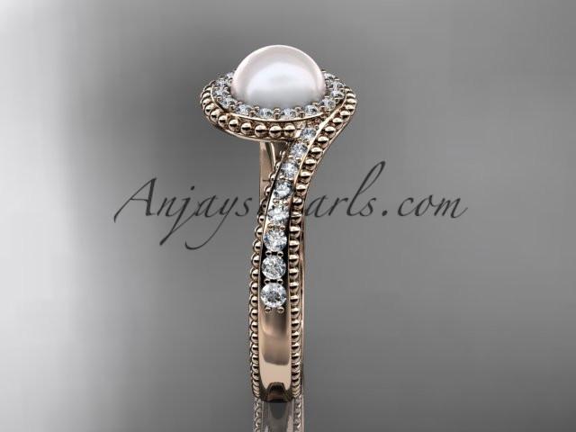 14kt rose gold diamond wedding ring, engagement ring AP379 - AnjaysDesigns