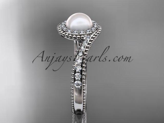 14kt white gold diamond wedding ring, engagement ring AP379 - AnjaysDesigns