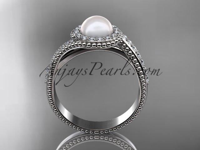 14kt white gold diamond wedding ring, engagement ring AP379 - AnjaysDesigns