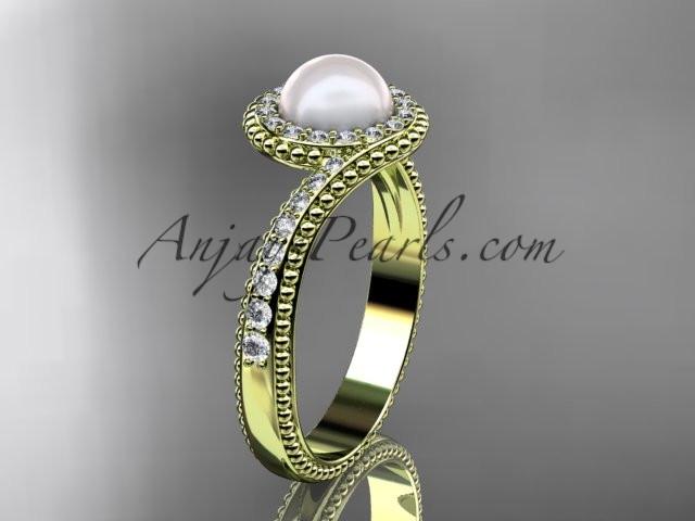 14kt yellow gold diamond wedding ring, engagement ring AP379 - AnjaysDesigns