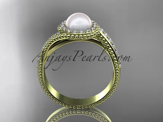 14kt yellow gold diamond wedding ring, engagement ring AP379 - AnjaysDesigns