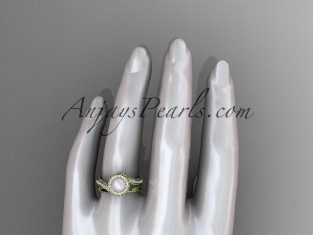 14kt yellow gold diamond wedding ring, engagement set AP379S - AnjaysDesigns