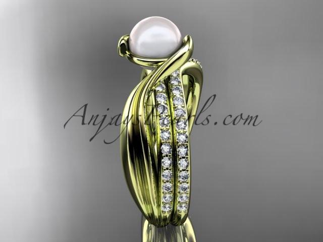 14k yellow gold diamond pearl engagement set AP78S - AnjaysDesigns