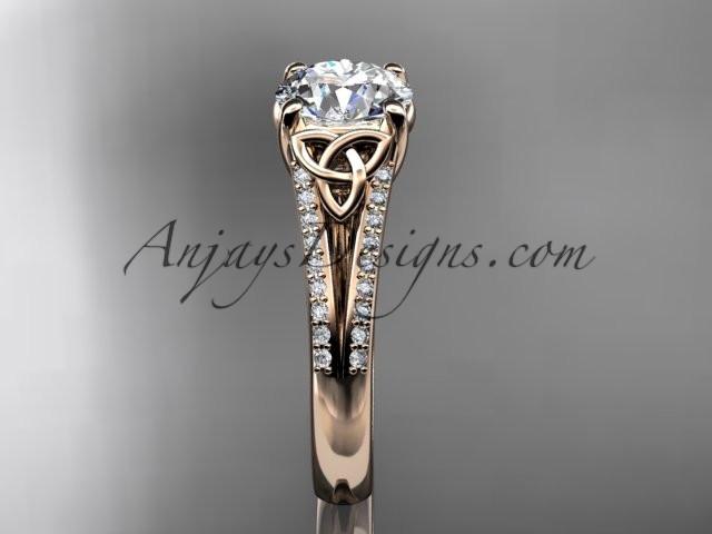 14kt rose gold celtic trinity knot engagement ring ,diamond wedding ring CT7108 - AnjaysDesigns
