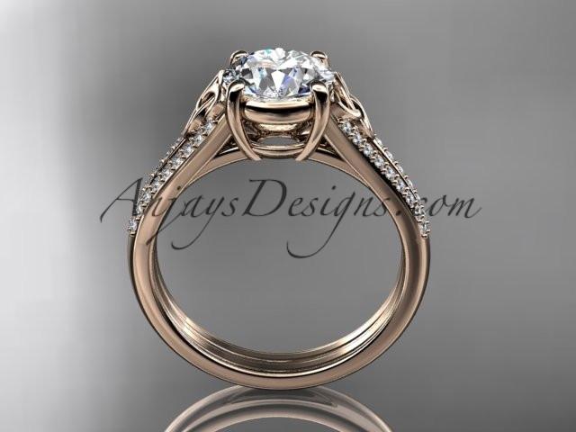 14kt rose gold celtic trinity knot engagement ring ,diamond wedding ring with a "Forever One" Moissanite center stone CT7108 - AnjaysDesigns