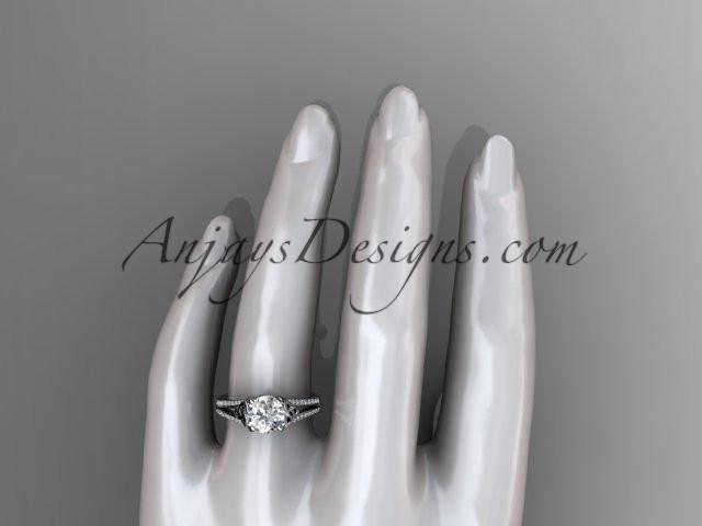 14kt white gold celtic trinity knot engagement ring ,diamond wedding ring with a "Forever One" Moissanite center stone CT7108 - AnjaysDesigns
