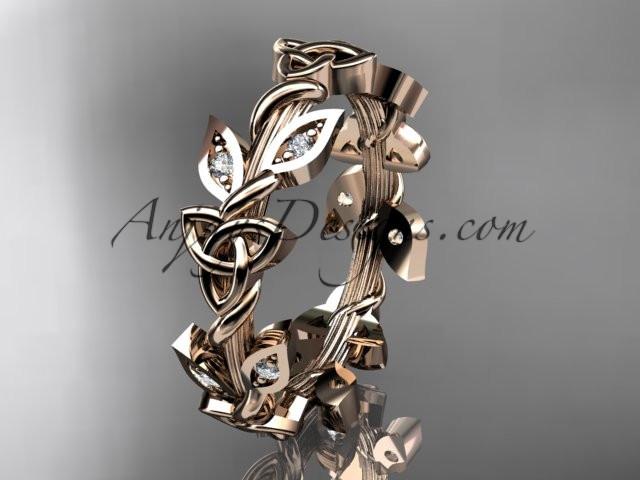 14kt rose gold diamond celtic trinity knot wedding band, brIdal ring CT7120B - AnjaysDesigns