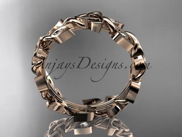 14kt rose gold diamond celtic trinity knot wedding band, brIdal ring CT7120B - AnjaysDesigns
