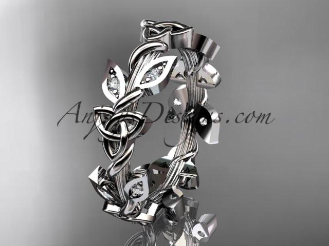 platinum diamond celtic trinity knot wedding band, brIdal ring CT7120B - AnjaysDesigns