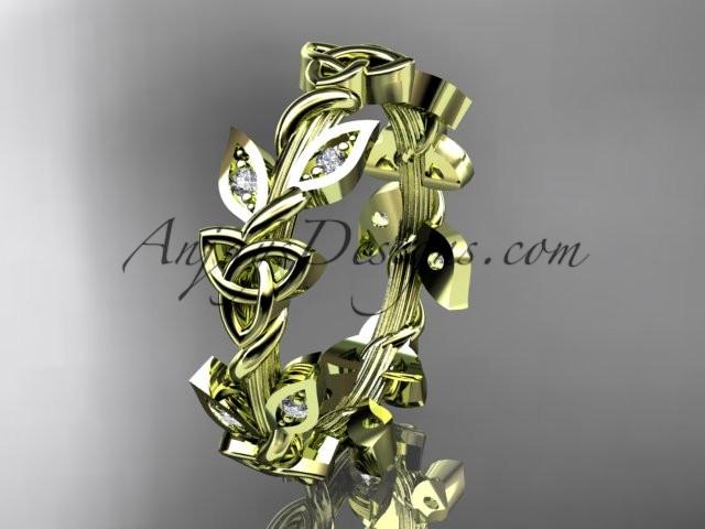 14kt yellow gold diamond celtic trinity knot wedding band, brIdal ring CT7120B - AnjaysDesigns