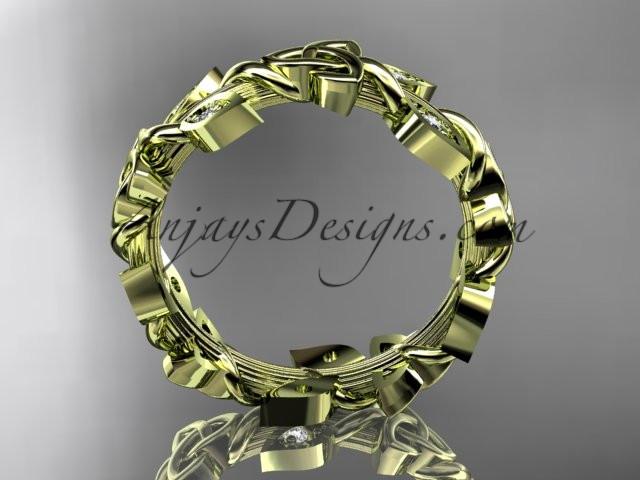 14kt yellow gold diamond celtic trinity knot wedding band, brIdal ring CT7120B - AnjaysDesigns