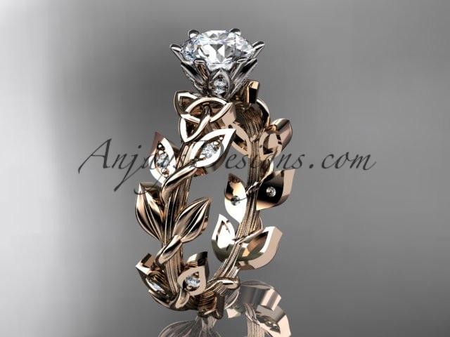 14kt rose gold diamond celtic trinity knot wedding ring, bridal ring CT7124 - AnjaysDesigns