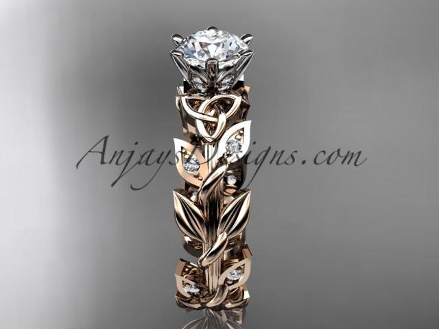 14kt rose gold diamond celtic trinity knot wedding ring, bridal ring CT7124 - AnjaysDesigns