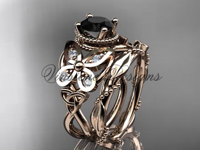 14kt rose gold diamond celtic, Enhanced Black Diamond engagement set CT7136S
